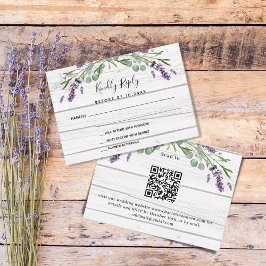 Cartão De Notas Resposta de casamento RSVP do código QR da madeira