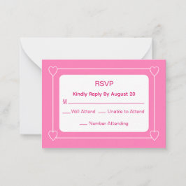 Cartão De Notas Resposta de Chá de fraldas rosa e simples