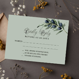 Cartão De Notas Resposta do casamento de Olive Greenery RSVP