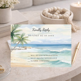 Cartão De Notas Resposta RSVP de casamento com aquarela tropical d