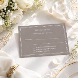 Cartão De Notas Resposta RSVP de casamento marfim taupe