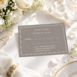 Cartão De Notas Resposta RSVP de casamento marfim taupe