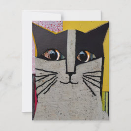 Cartão De Notas Retrato de uma Arte de Colagem de Gatos