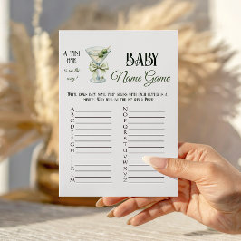 Cartão De Notas Retro A Tini One Martini Baby Shower Name Game