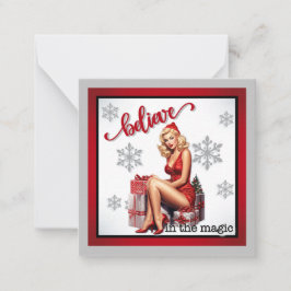 Cartão De Notas Retro Acredita em Pinup de Natal Mágico