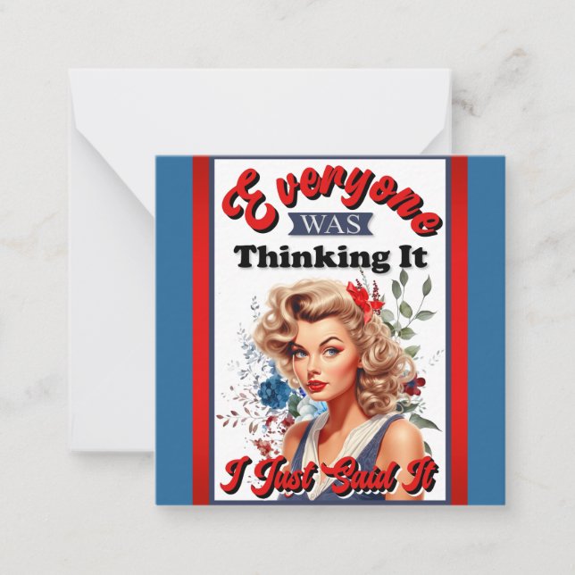 Cartão De Notas Retro American Pinup_ Eu Acabei De Dizer (Frente)