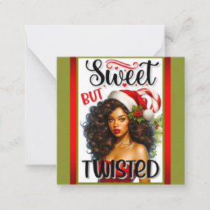 Cartão De Notas Retro Doce mas Distorcido Natal Pin-up