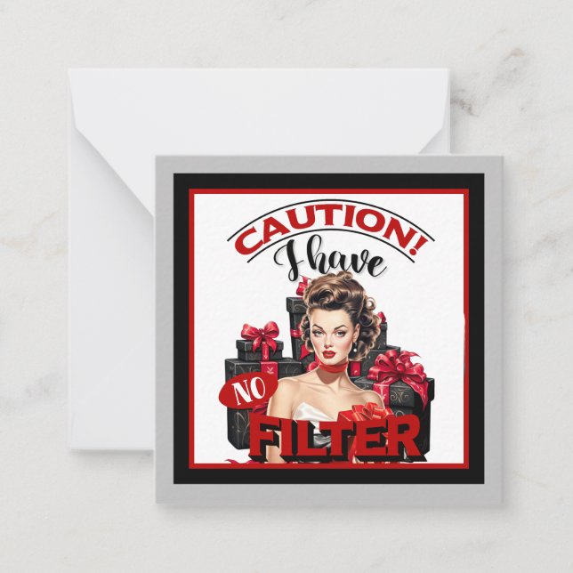 Cartão De Notas Retro Natal Sem Filtro Pin-up (Frente)