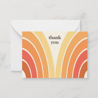 Cartão De Notas Retro Obrigado Stripes 80s Laranja Amarelo Laranja