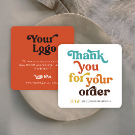 Cartão De Notas Retro Pastels Pequenas Empresas Obrigado por encom