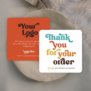 Cartão De Notas Retro Pastels Pequenas Empresas Obrigado por encom