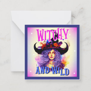 Cartão De Notas Retro Purple Witchy _ Halloween