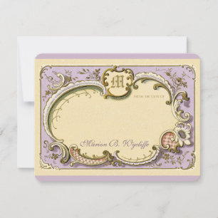 Cartão De Notas Rococo Elegante Francês Quadro Antiquado Lilac Dou