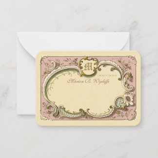 Cartão De Notas Rococo Elegante Francês Quadro Dourado Dusty Rosa