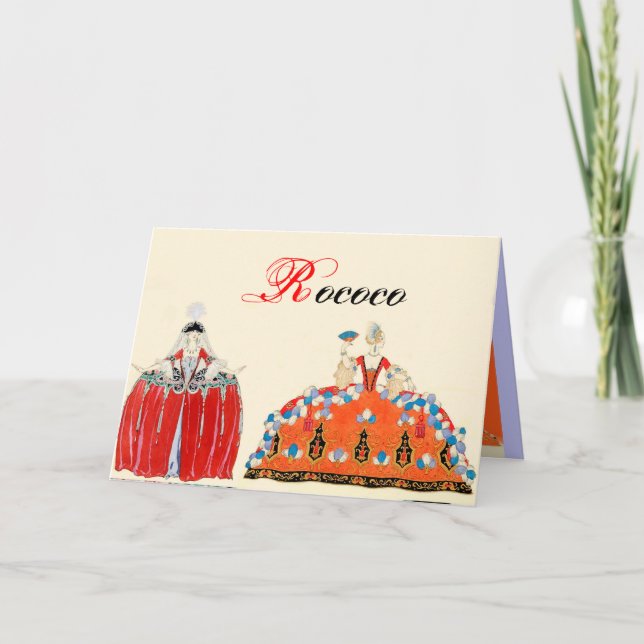 CARTÃO DE NOTAS ROCOCO LADIES FASHION COSTUME DESIGNER MONOGRAMA (Frente)