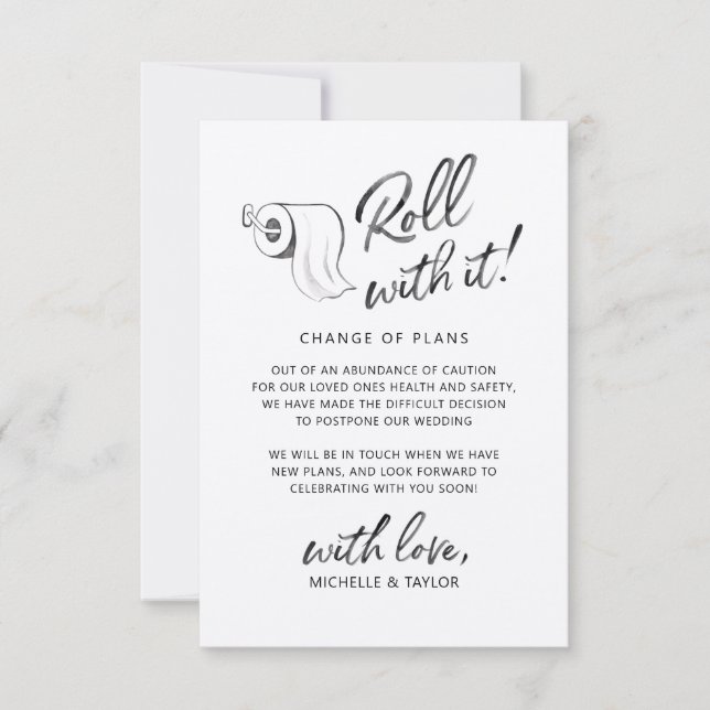 Cartão De Notas Roll de Aquarela com ele Adiado Alterar a Data (Frente)