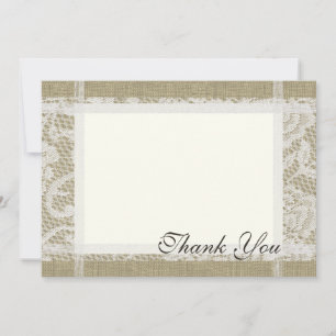 Cartão De Notas Romance do país de renda e burlap 7x5