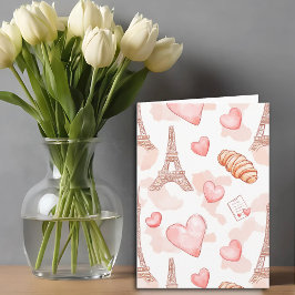 Cartão De Notas Romance Parisiense no Dia dos Namorados em Branco