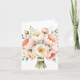 Cartão De Notas Romantic Peony Bouquet with Diamond Ring