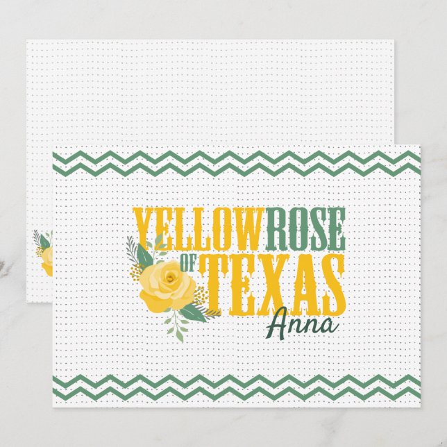 Cartão De Notas Rosa Amarela do Texas - Rosa Solteiro (Frente/Verso)