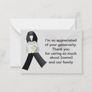 Cartão De Notas Rosa Branca Em Fita Negra Depois Do Funeral Obriga