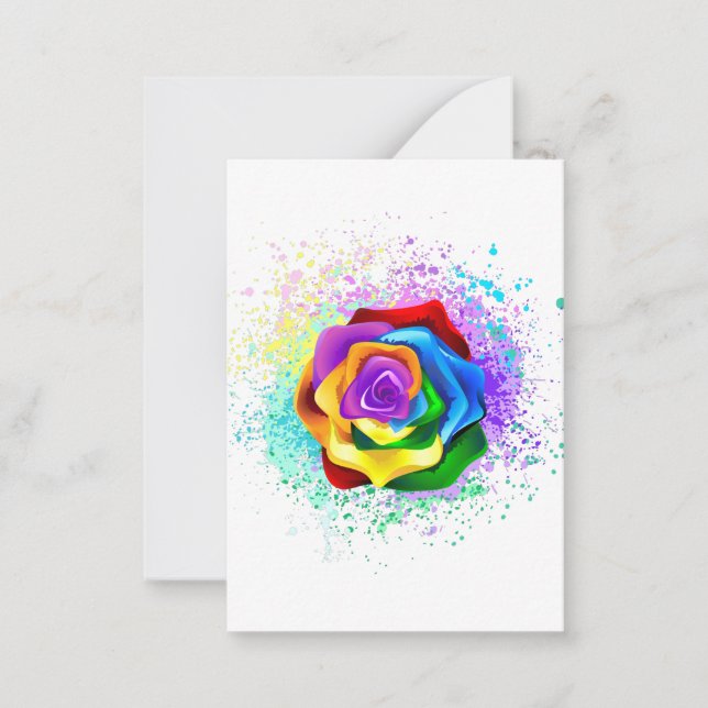 Cartão De Notas Rosa de arco-íris colorido (Frente)