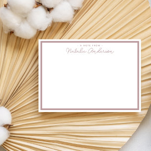 Cartão De Notas Rosa de Pastel de Script Casual Mínimo de Tipograf