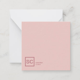 Cartão De Notas Rosa dourado nome de monograma profissional girató