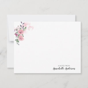 Cartão De Notas Rosa Floral Rosa Personalizado