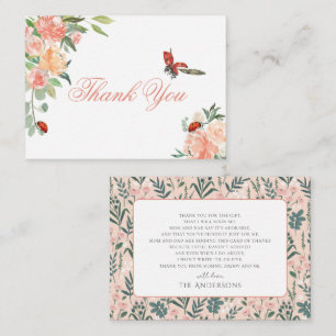 Cartão De Notas Rosa Lady Ladybug Chá de fraldas Obrigado