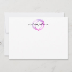 Cartão De Notas Rosa Luxe círculo pintado Notecard liso