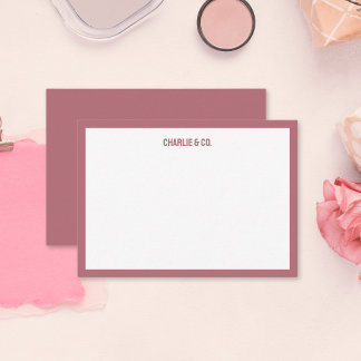 Cartão De Notas Rosa minimalista Dourado, limite do Solteiro, pers