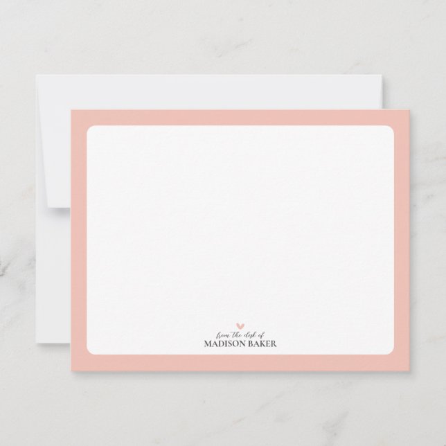 Cartão De Notas Rosa | Papel de Carta Personalizado Simples (Frente)