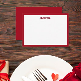 Cartão De Notas Rosa vermelha minimalista, borda do Solteiro, pers