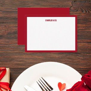 Cartão De Notas Rosa vermelha minimalista, borda do Solteiro, pers