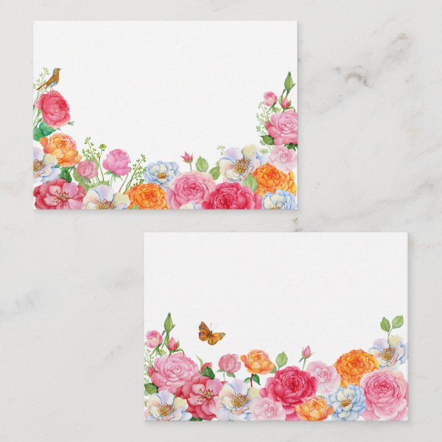 Cartão De Notas Rosas de Flores de Arte (Frente/Verso)