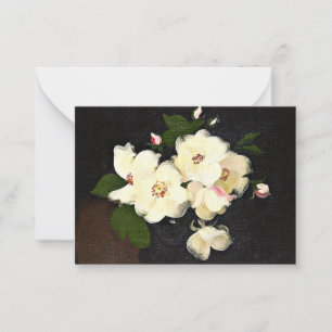 Cartão De Notas Rosas de Natal, pintura de arte fina