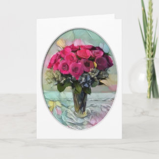 Cartão De Notas Rosas pintados