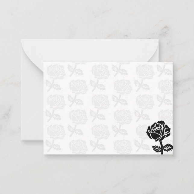 Cartão De Notas Rosas Pretas em Branco (Frente)