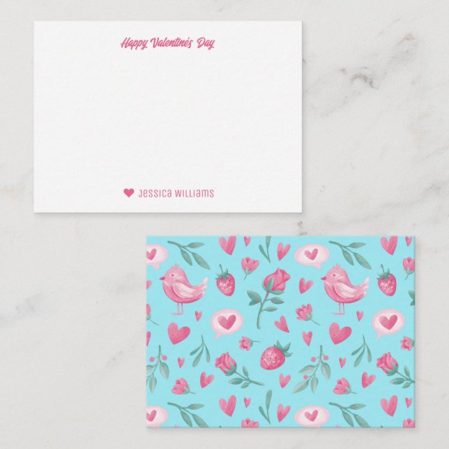 Cartão De Notas Rosas Rosa Antigas Morango Dia dos Namorados (Frente/Verso)