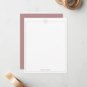 Cartão De Notas Rose Brown Papelaria Pessoal Minimalista