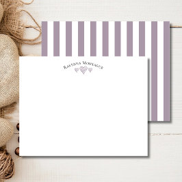 Cartão De Notas Rose Quartz Elegant Wavy Hearts Striped Note Card
