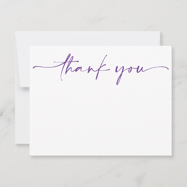 Cartão De Notas Roteiro de Agradecimento Roxo Simples Moderno (Frente)