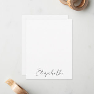 Cartão De Notas Roteiro de Nome Personalizado Manuscrito Elegante