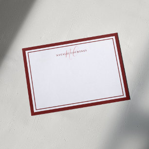 Cartão De Notas Roteiro Monograma Dois Bordas Elegante Minimalista