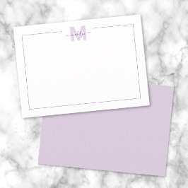 Cartão De Notas Rótulo Roxo Minimalista Monograma