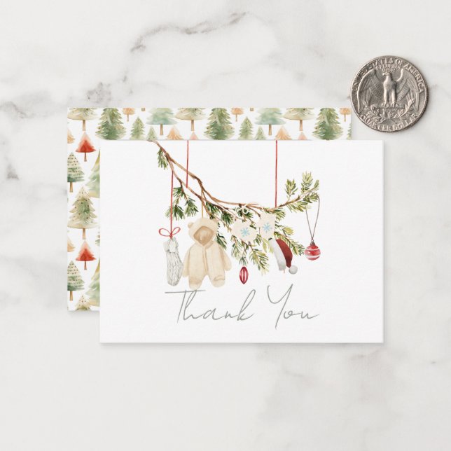 Cartão De Notas Roupas de Bebê Lavanderia Baby Shower Obrigado (Frente/Verso In Situ)