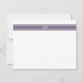 Cartão De Notas Roxo Branco Personalizado Monograma Nome Iniciais