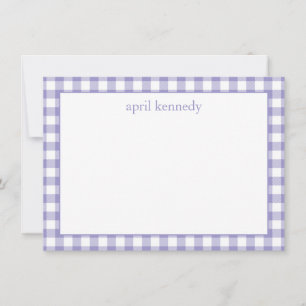 Cartão De Notas Roxo Claro Xadrez Personalizado Plano