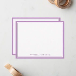 Cartão De Notas Roxo Moderno Com Duas Bordas Nome Personalizado